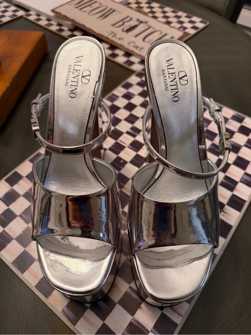 Valentino Garavani Metallic Silver Platform Heels